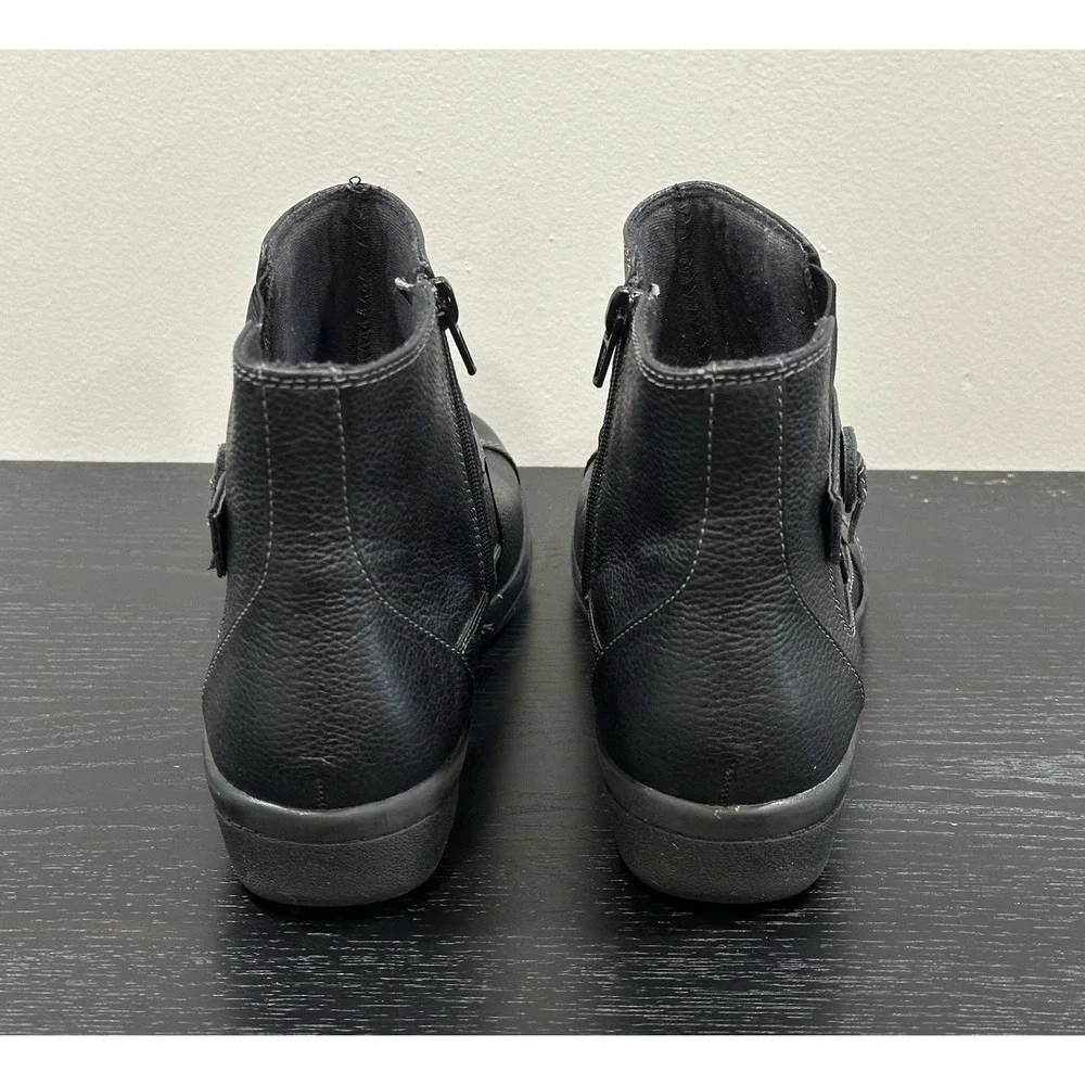 Clarks COLLECTION Soft Cushion WomenS Ankle Black Leather Work Boots 9M